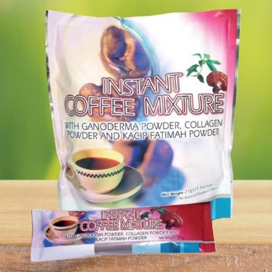 Instant coffee mixture with Ganoderma powder, Collagen and Kacip fatimah