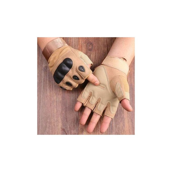 Gym, bikers high quality half-finger Gloves Beige, Brown