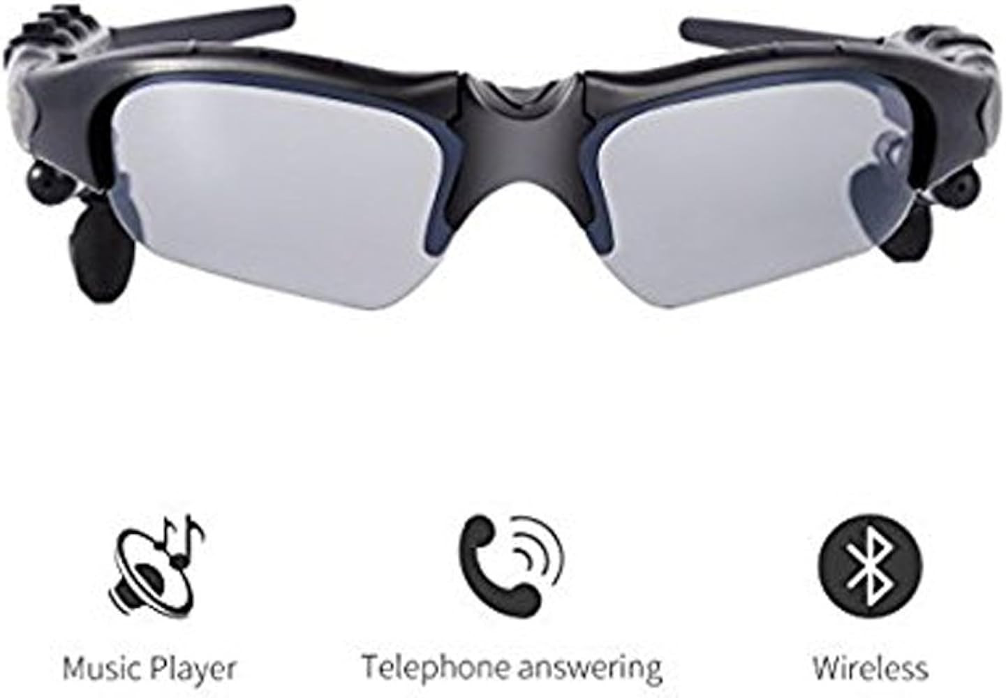 Wireless Bluetooth MP3 Polarized Lenses Music Sunglasses V4.1 Stereo Handfree Headphone for iPhone Samsung Most Smartphone or PC (Black)