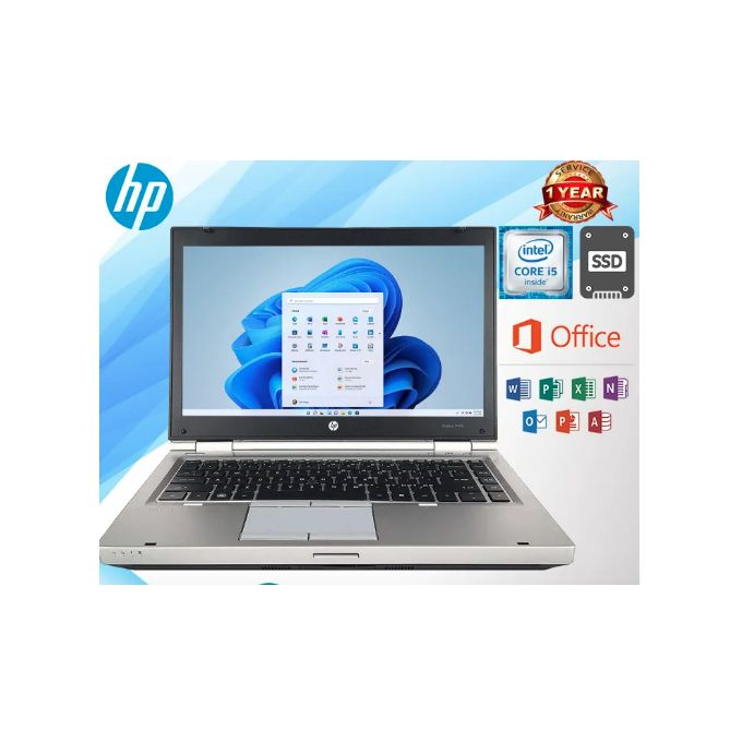 HP Refurbished 8GB RAM, Fast Speed 256GB SSD EliteBook 8460p, Intel Core I5, 14'' Windows 11 PRO Activated, Office & Basic software Installed + FREE MOUSE