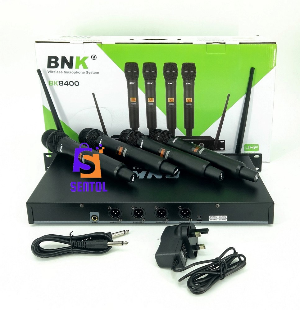 BNK BK8400 UHF Wireless Microphone System with 4 Mics