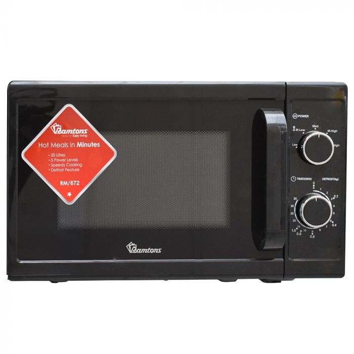 RAMTONS 20 LITERS MANUAL MICROWAVE BLACK- RM/672