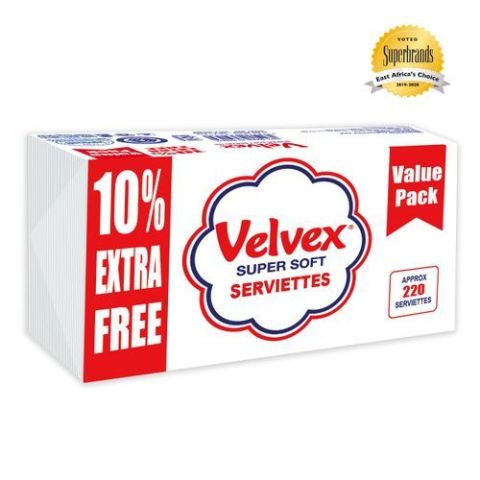 Velvex White Value Pack Serviettes/Napkin 100 Sheets