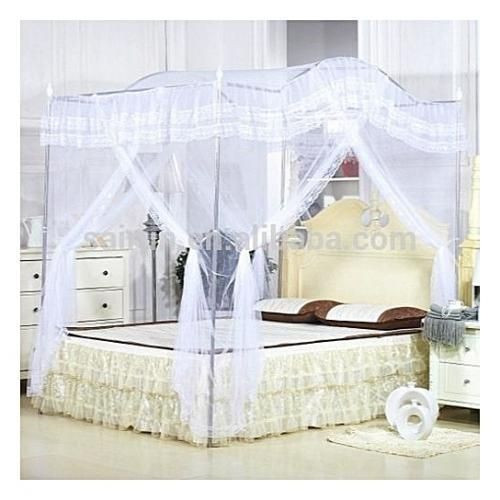 White Four Stand Curved Mosquito Net