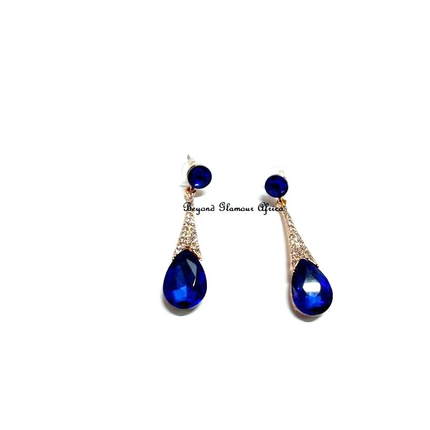 Womens Blue Crystal Drop and Dangle Earrings