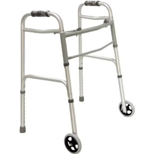 Foldable walking frame with wheels