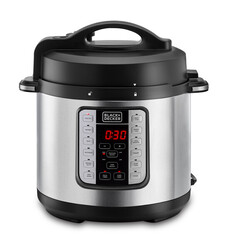 BLACK+DECKER PCP1000-B5 6L Pressure Cooker, Stainless Steel - 1000W