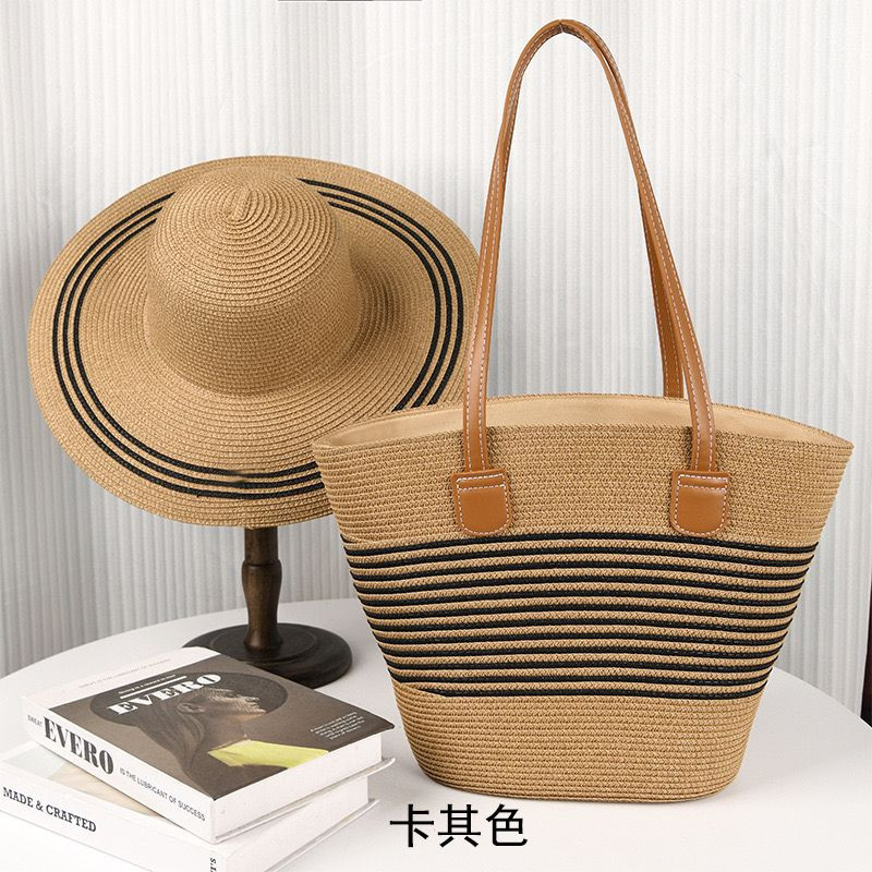 Summer Straw Bag with Hat