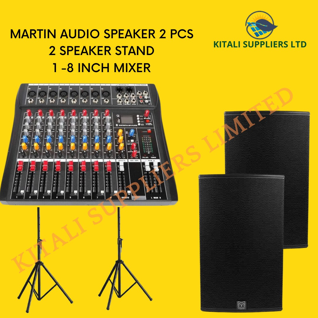 martin audio speaker 12inch,8ch mixer and speaker stand 2pc