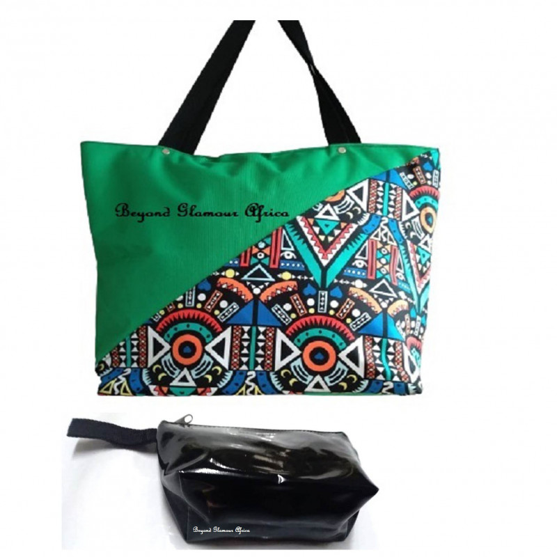 Womens Green ankara canvas handbag