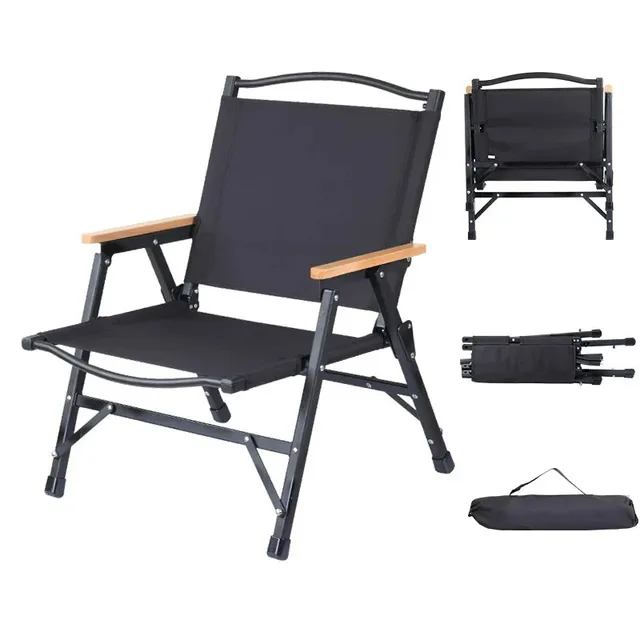 Foldable Chair Portable Camping Chairs Kermit Portable Folding Chair Compact Camping Chair for Camping Picnic Park, (Black Large)
