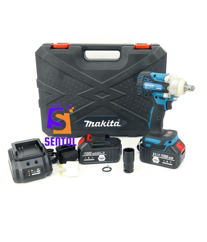 Makita 198VF ½ inch Drive Cordless Impact Wrench, 15000mAh Li-Ion Battery, Brushless Motor, 520 Nm Max Torque Black