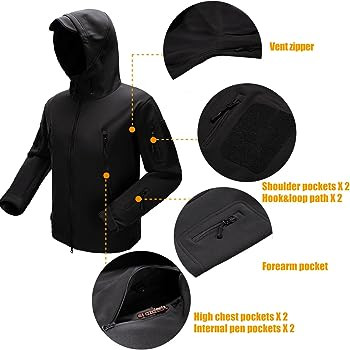 Men's Tactical Jacket 7 Pockets Performance Fleece Lined Water Resistant Soft Shell Winter Coats