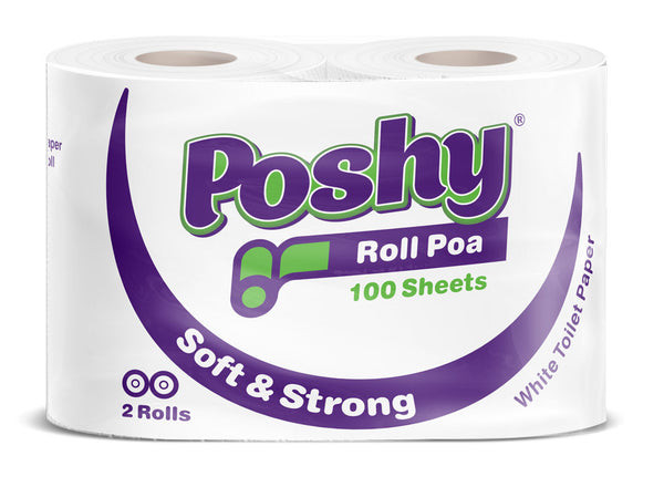 POSHY ROLL POA 100 SHEETS, PREMIUM BLENDED, 2PLY,  TWIN PACK