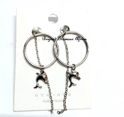 Womens Silver Threaded Loop earrings