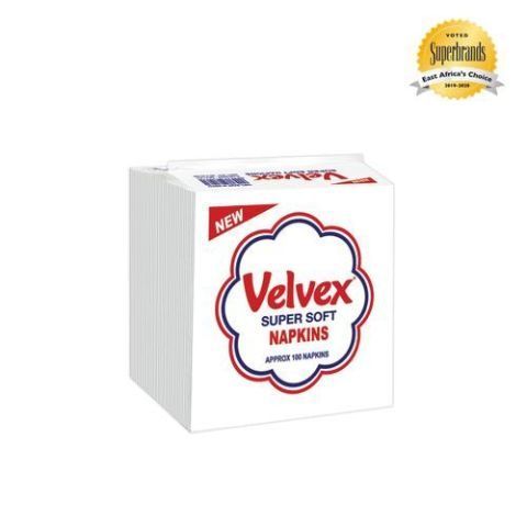 Velvex White Standard Serviettes/Napkins  100 sheets