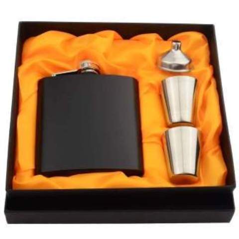 Custom Personalized Stainless Steel Whisky Black Hip Flask Set Alcohol Whiskey Bottle Gift -Free engraving