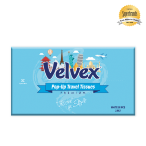 Velvex White Travel Facial Tissues - 50 Sheets (150MM x 215MM Sheet Size)