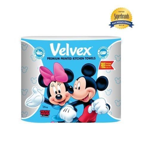 Velvex Premium Printed Disney Mickey & Minnie Kitchen Towels 2 Rolls