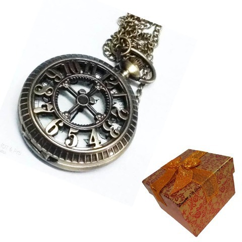 Unisex Brass Numbered pocket watch with gift box