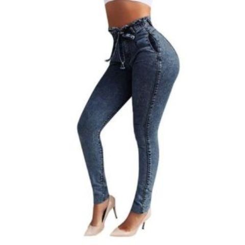 Fashion Dark Blue High Waist Jeans - Butt Lifting Elastic Slim Fit Ladies Pants