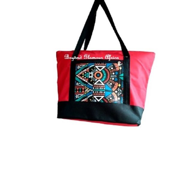 Womens Red ankara canvas handbag
