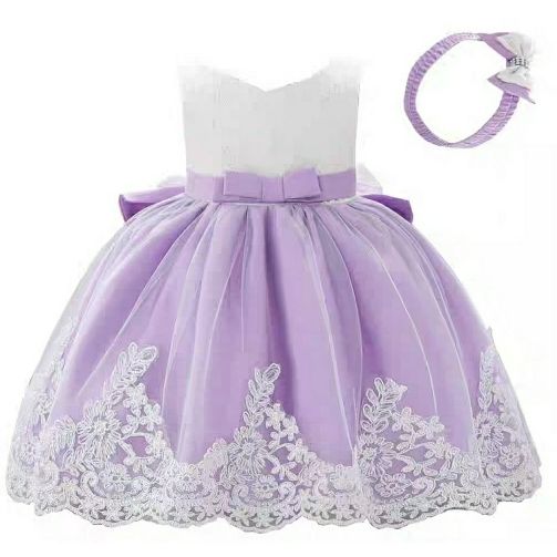 Multi-layer Girl's Dress with Headwrap