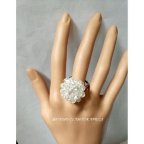 Ladies White Crystal Ring
