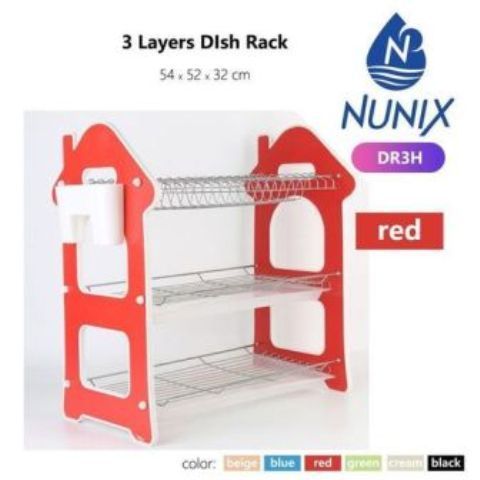 Nunix Three Tier Dish Rack - Red