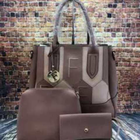 Classy leather 3in1 handbag (purse, cross body strap bag, tote Beige