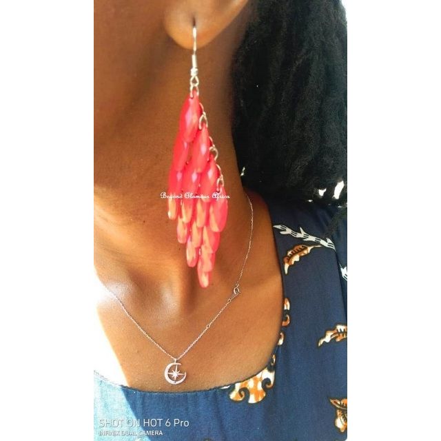 Womens Red  Crystal chandelier earrings