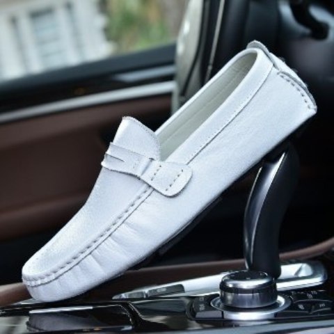 Genuine Leather Rubber Sole Slip-on Men Loafer Shoes