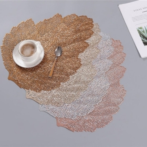 6pcs Classy non-woven leaf shape tablemats