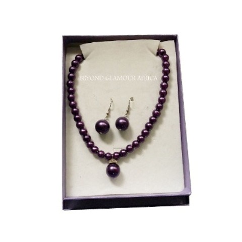 Ladies Purple Pearl Jewelry set