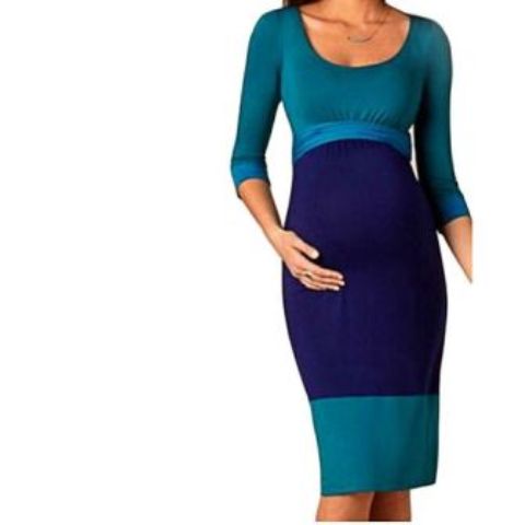 Comfortable Elegant Blue-Green Maternity Dress
