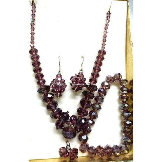 Ladies Purple crystal jewelry set