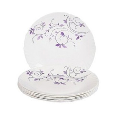 Dinner Plates 6 Pieces + FREE 6 Tablespoons – White and Purple flowers