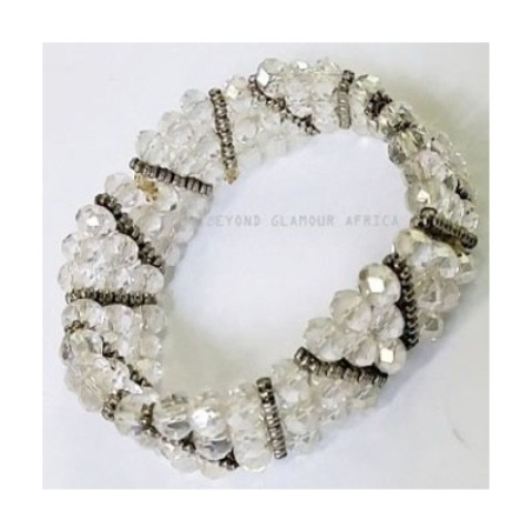 Ladies White Crystal Bracelet with silver dividers