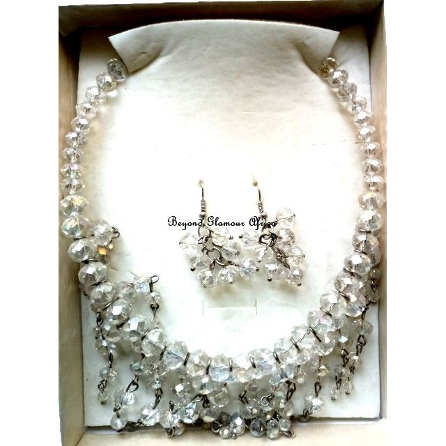 Ladies Crystal White Jewelry Set