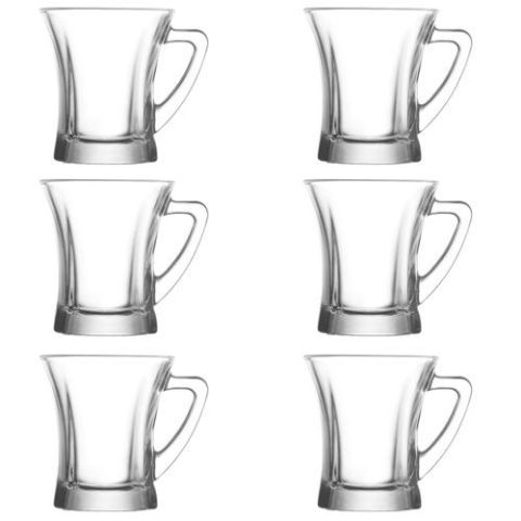 Lav Glass Tea And Coffee Mugs - 220ml - Pack Of 6