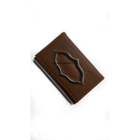 Leather brown Cardholder with metallic emblem