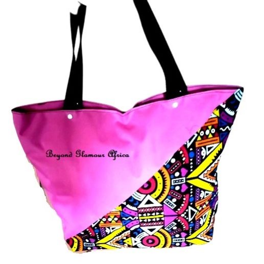 Womens Pink ankara canvas handbag