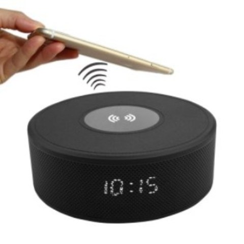 Bluetooth Speaker with Qi Wireless Charger Alarm Clock FM Radio , for iPhone, Samsung