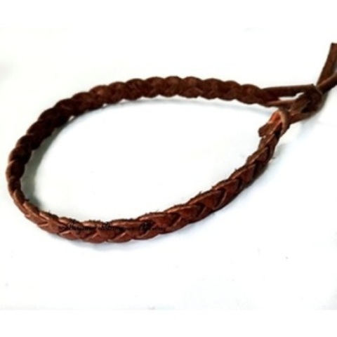 Brown thin braided leather bracelet