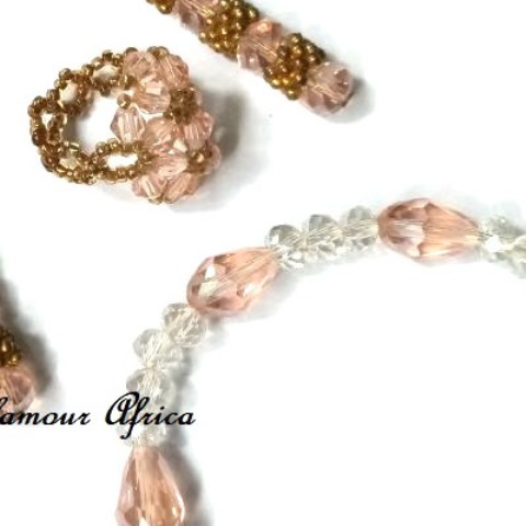 Ladies Light pink  Crystal Jewelry Set