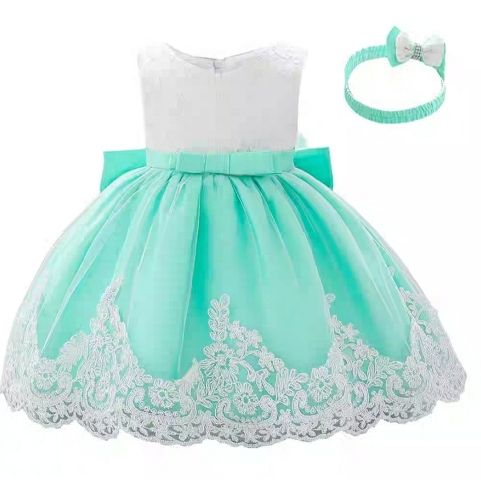 Multi-layer Girl's Dress with Headwrap