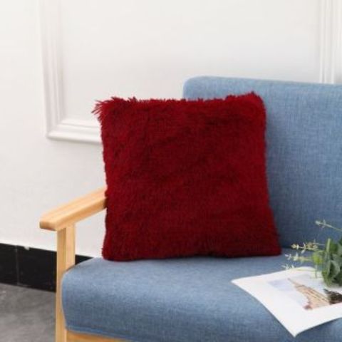 Generic Fluffy Plush Pillow Cover Square Decorative Throw Pillow