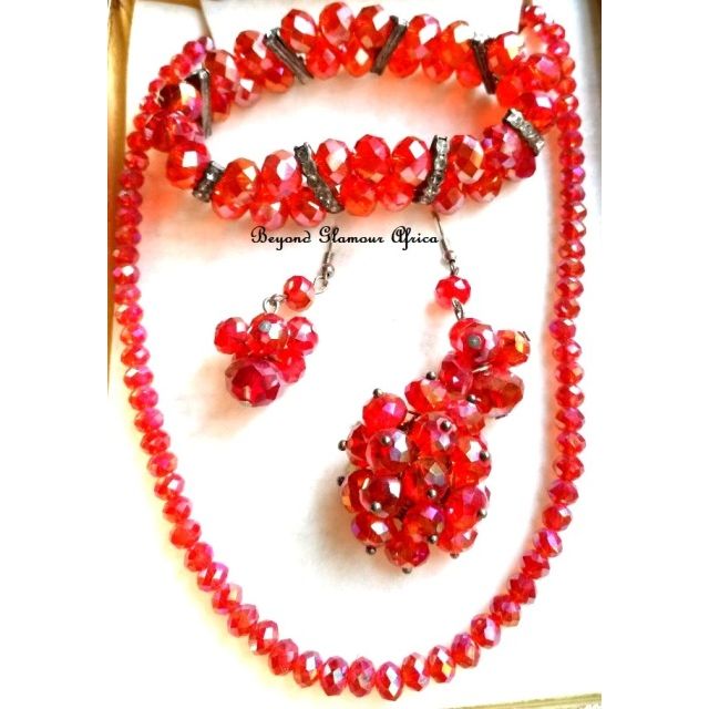 Ladies Red Crystal Jewelry set
