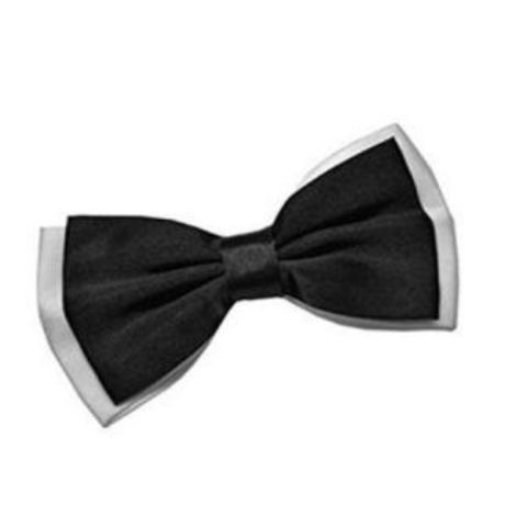 Fashion Black & White Matte Satin Men's Bow Tie