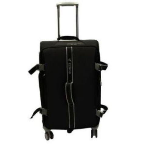 Black PU Fabric Travel Suitcase with Side Clips Medium